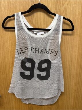 BCBGeneration White & Black 'Les Champs' 99 Graphic Sheer Muscle Tank